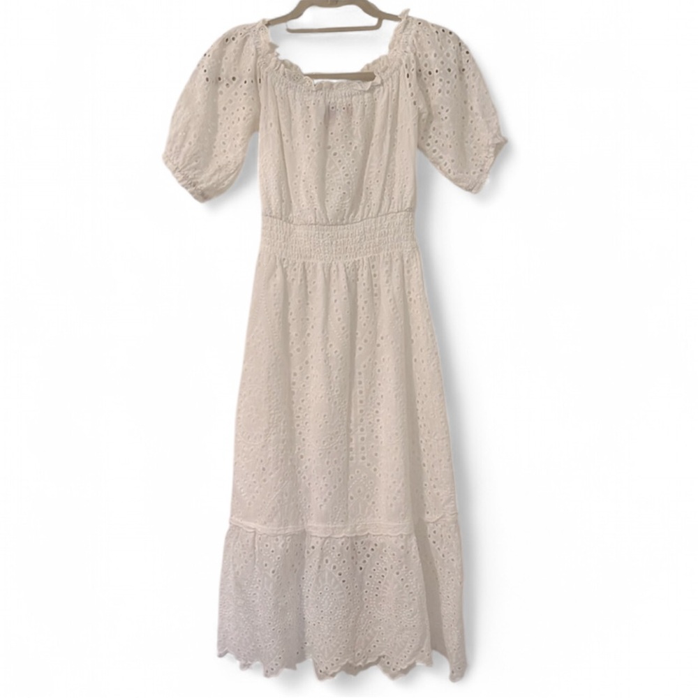 Betsey Johnson Off Shoulder Eyelet Lace Dress White XS - Picture 4 of 12